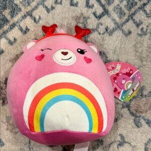 Squishmallows Pink Plush with Rainbow and Heart Details